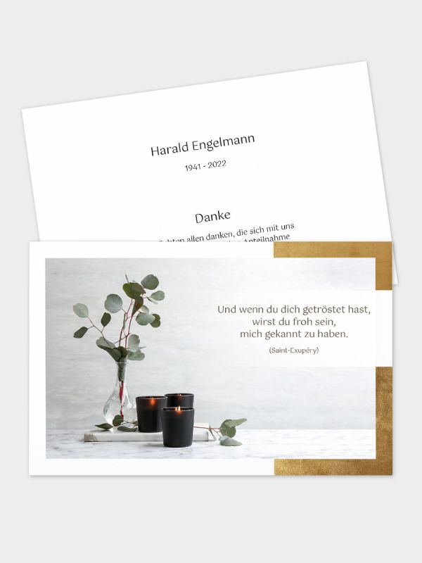 2-seitige Danksagungskarte im klassischen Querformat (178 x 115 mm) | Motiv Eukalyptus | DKK_2Q_063