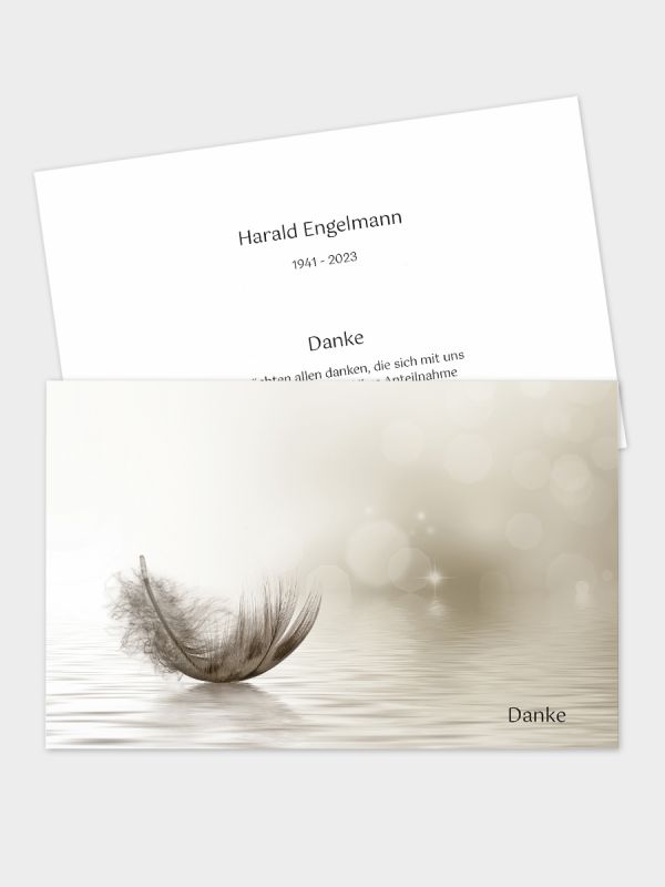 2-seitige Danksagungskarte im klassischen Querformat (178 x 115 mm) | Motiv Federleicht | DKK_2Q_075